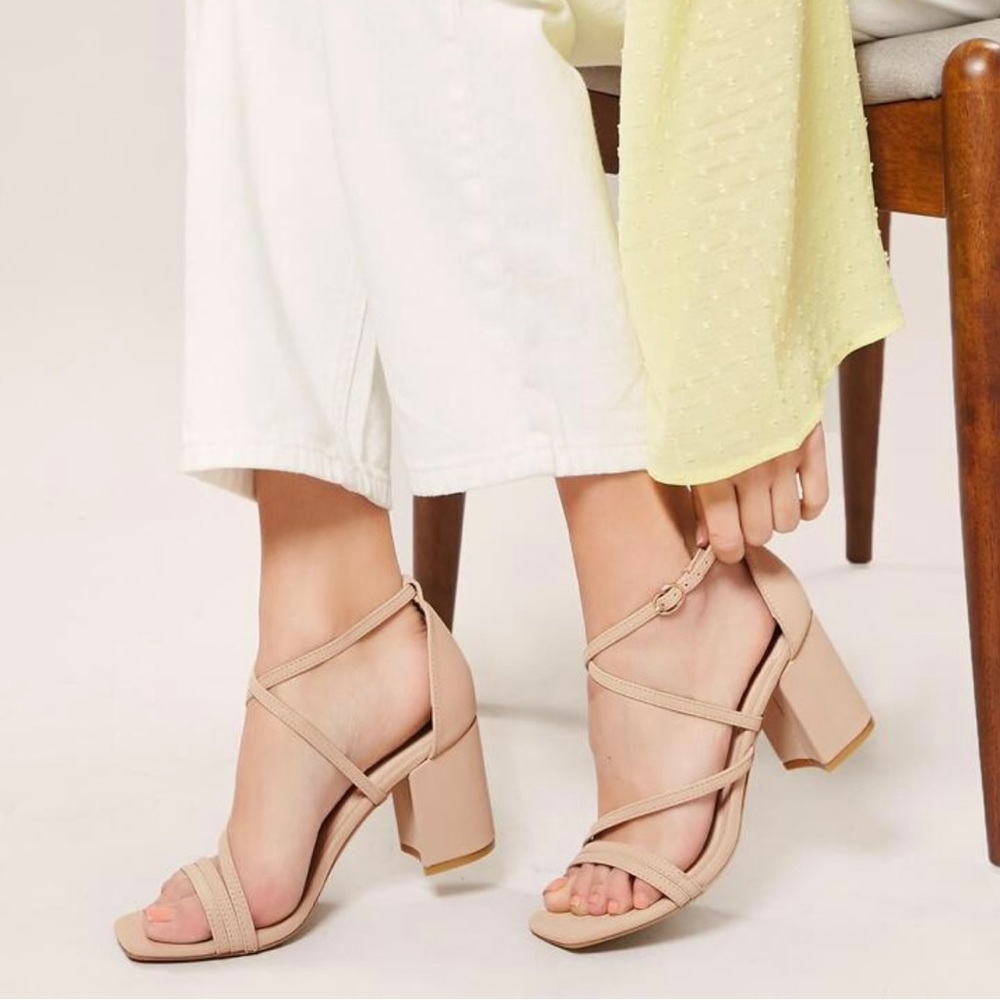 Square Open Toe Strappy Block Heel Sandals